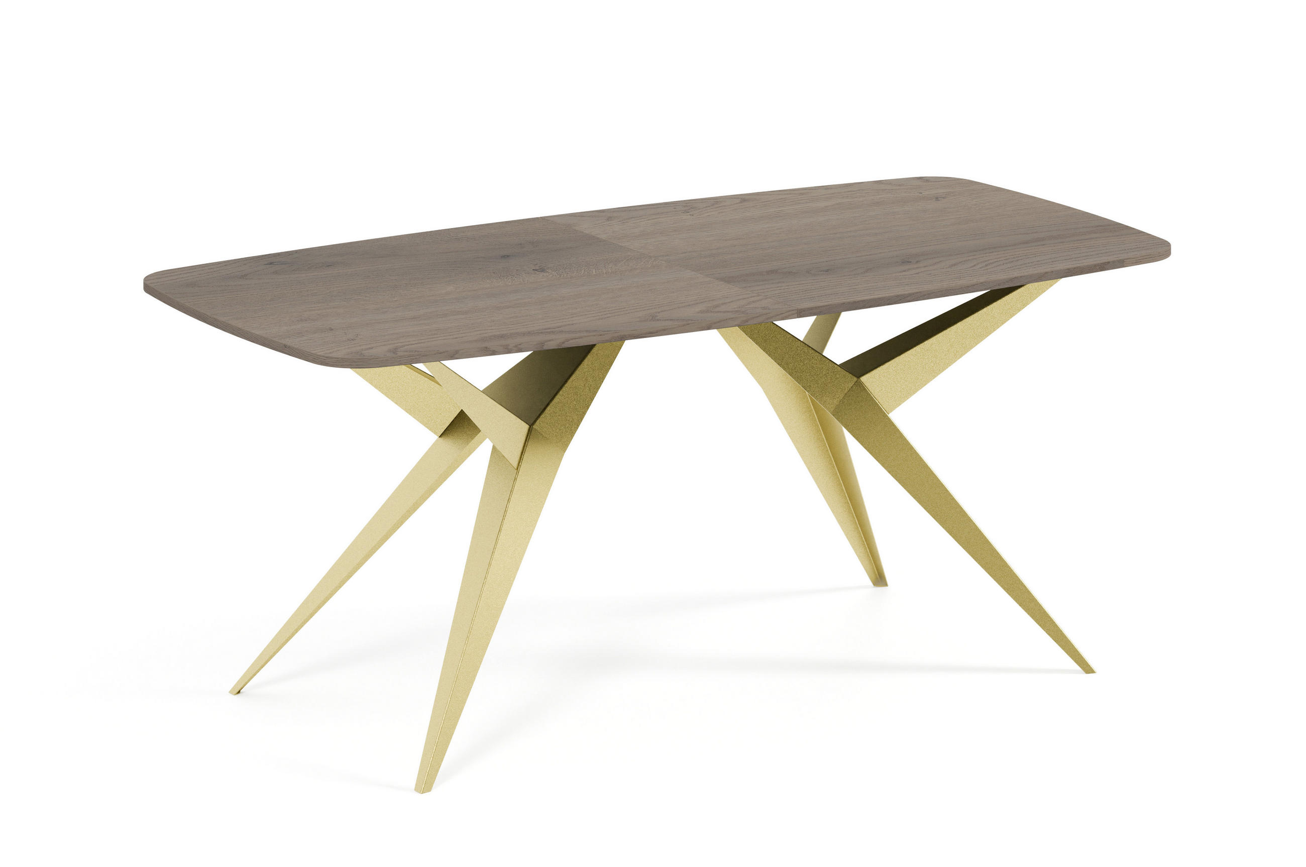 ESSTISCH AXIS - Sandfarben/Goldfarben, Holzwerkstoff/Metall (90/180/76cm) - Meblini