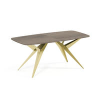 ESSTISCH AXIS - Sandfarben/Goldfarben, Holzwerkstoff/Metall (90/180/76cm) - Meblini