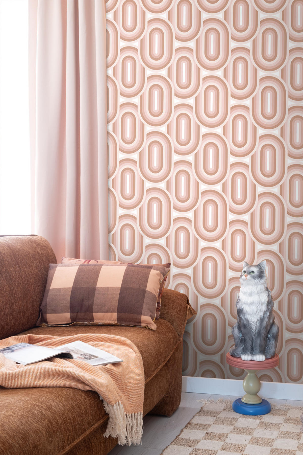 TAPETE Retro-Ornamente 53 cm x 10.05 m - Pink, Papier (53/1000cm) - ESTAhome