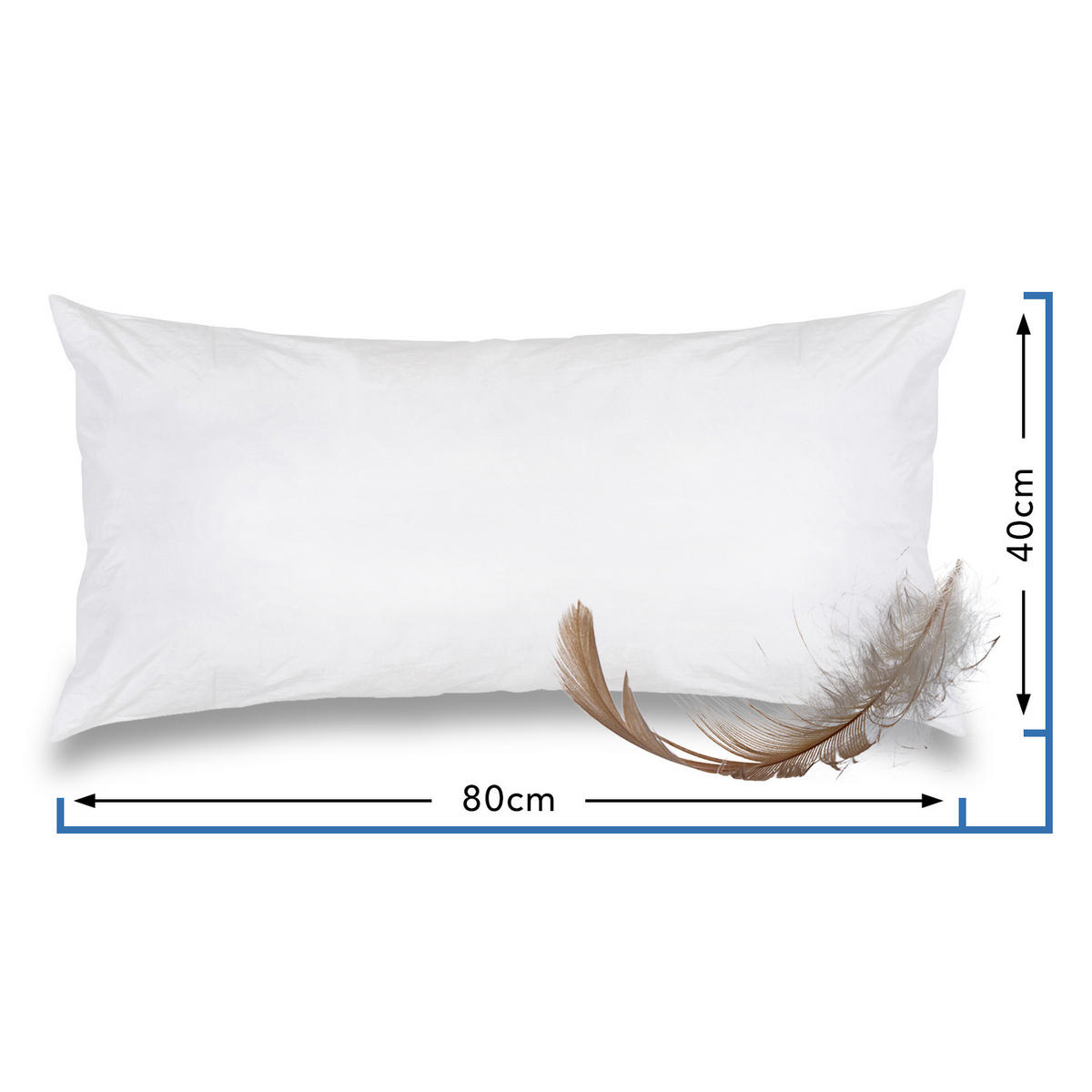 KOPFKISSEN 100% Federn 40/80 cm Bezug aus 100% Baumwolle - Weiß, Textil (80/40cm) - wometo
