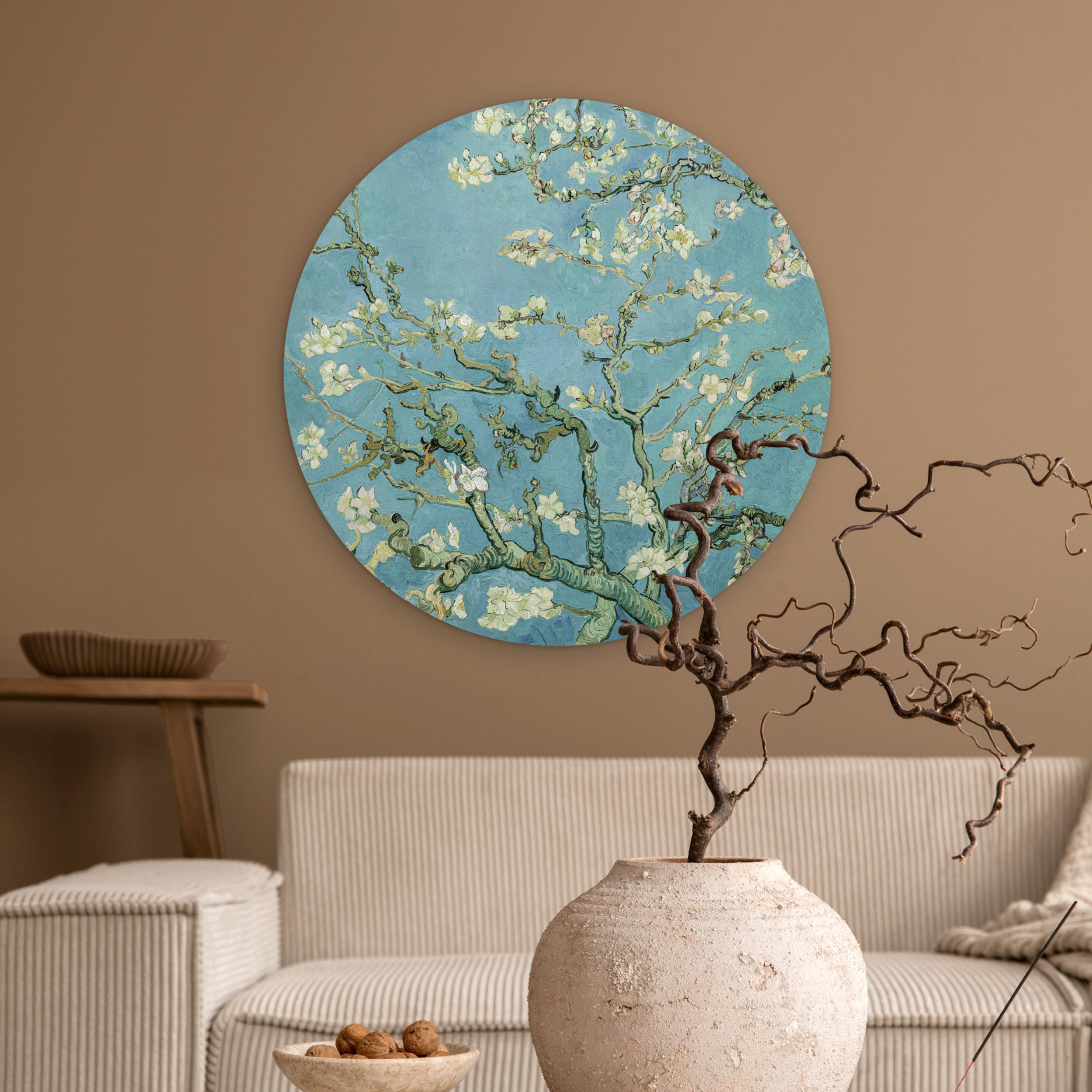 WANDBILD Van Gogh - Mandelblüte - Alte Meister - Kunst - Vintage 60x60 cm - Pastellblau, Kunststoff (60/60cm) - MuchoWow