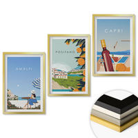 WANDBILDER 3er Set - 40x60 cm Goldrahmen - Amalfi, Positano und Capri - Goldfarben, Kunststoff (40/60cm) - ArtPrintCave