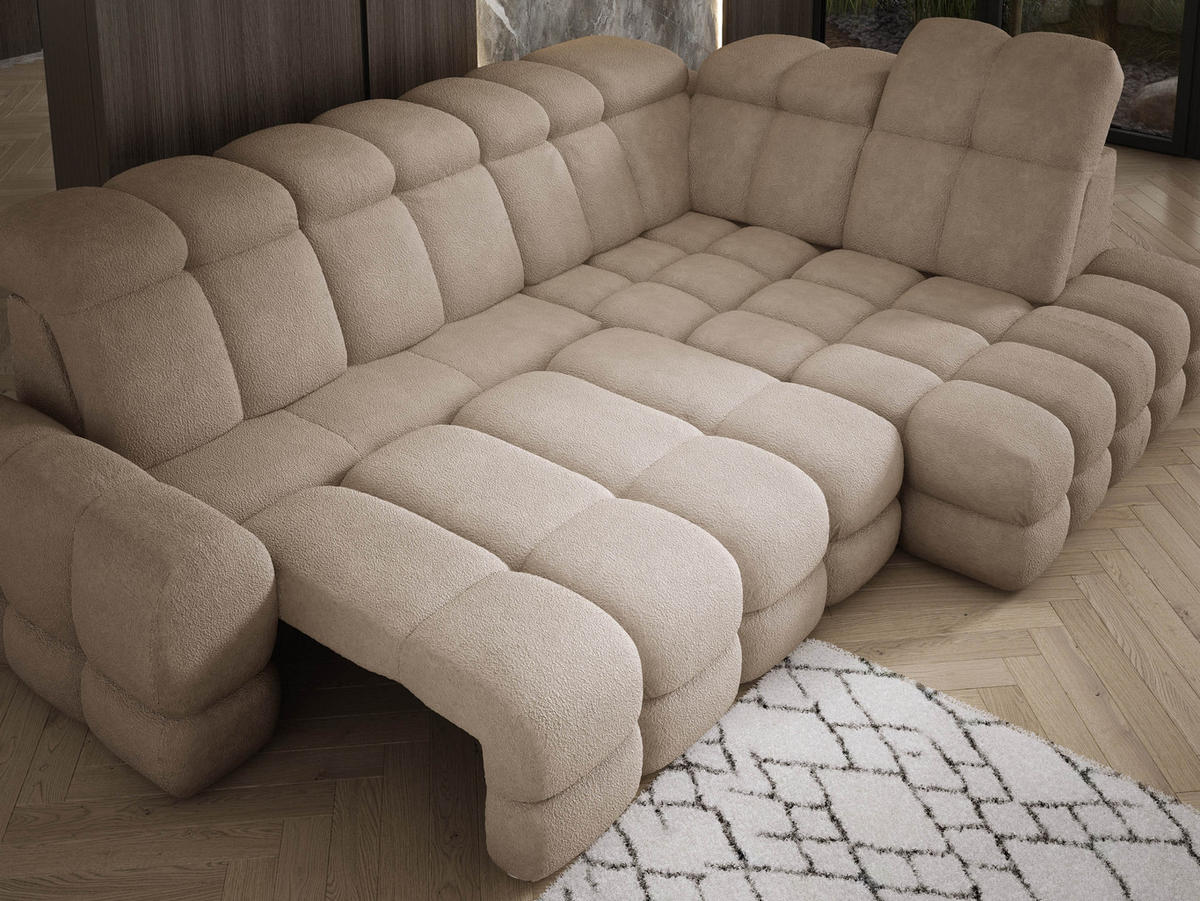 ECKSOFA TOLLO Anthology-stoff L-form 302x217x105 cm beige - Beige, Holz/Textil (217/302cm) - DomoHome
