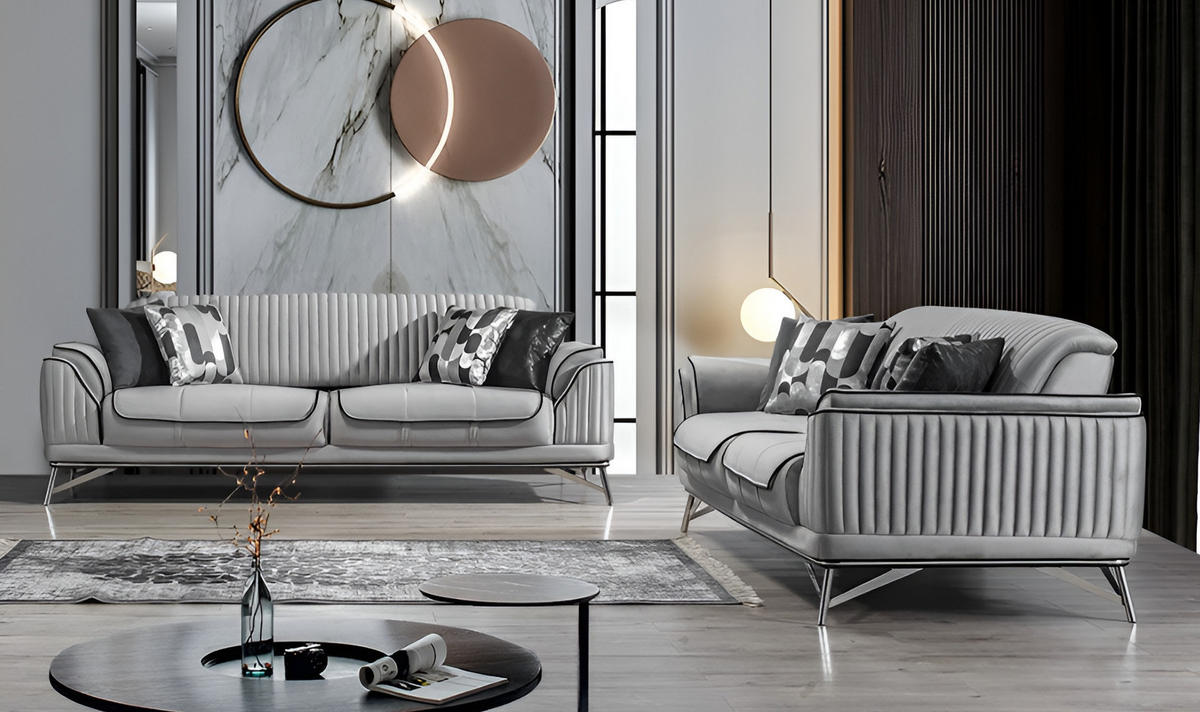 SITZGARNITUR Bond Grau Stellvariante:3+3 - Grau, Holz (227/85/100cm) - Villa Möbel