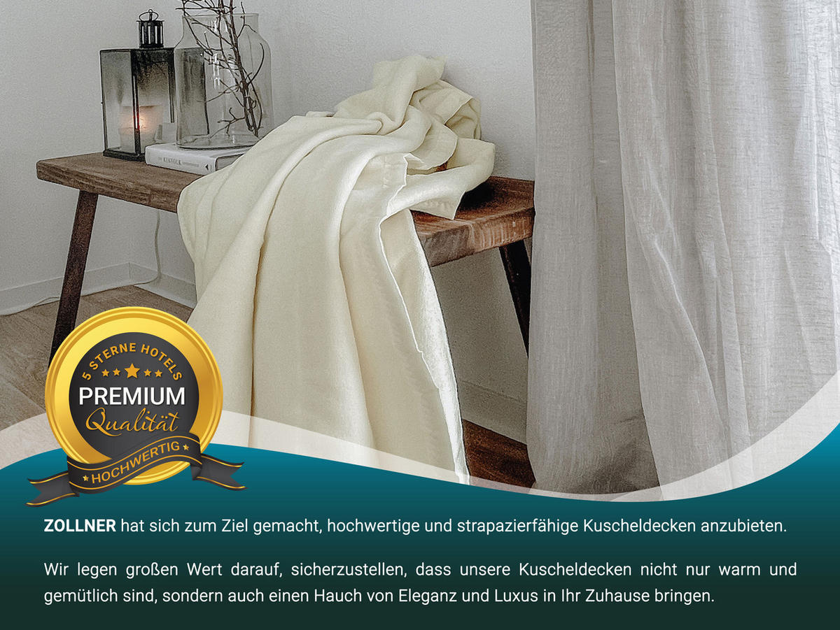 KUSCHELDECKE, 150x200 cm, 60% Baumwolle, 40% Polyacryl, Weiß - Creme, Naturmaterialien (150/200cm) - Zollner