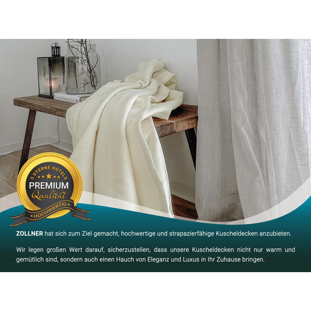 Thumbnail - Zollner Kuscheldecke,, Creme, Naturmaterialien, 150x200 cm, Oeko-Tex® Standard 100, Wohntextilien, Decken, Kuscheldecken