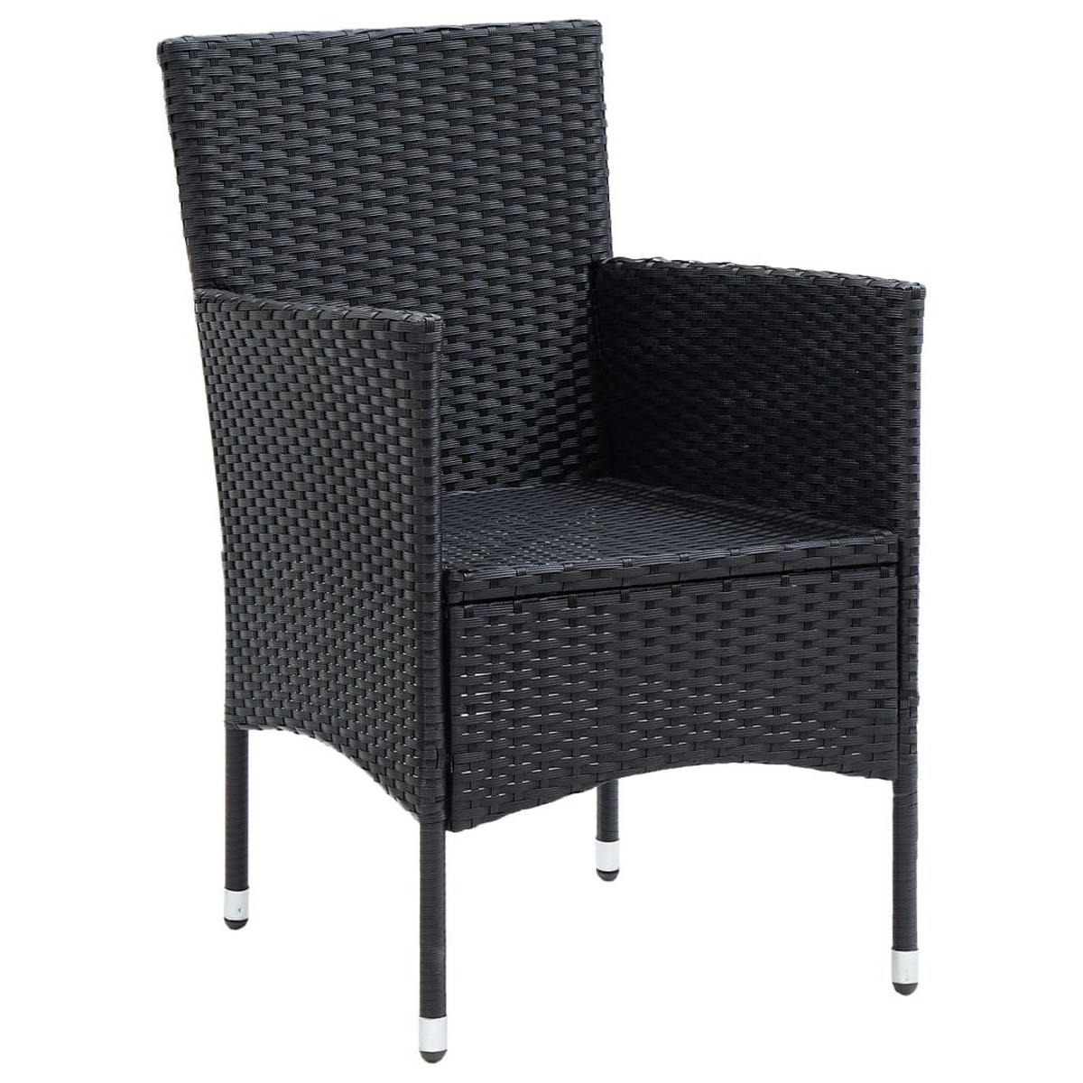 GARTEN-ESSSTÜHLE 4 Stk. Poly Rattan Schwarz - Schwarz, Textil (53/84/58cm) - furnicato