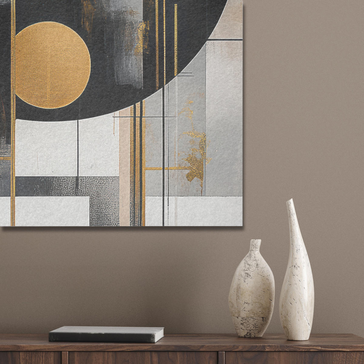 AKUSTIKBILD Abstrakt - Gold - Silber - Formen - Ästhetisch - Modern Akustikpaneele 80x80 cm - Goldfarben, Kunststoff (80/80/0.9cm) - MuchoWow
