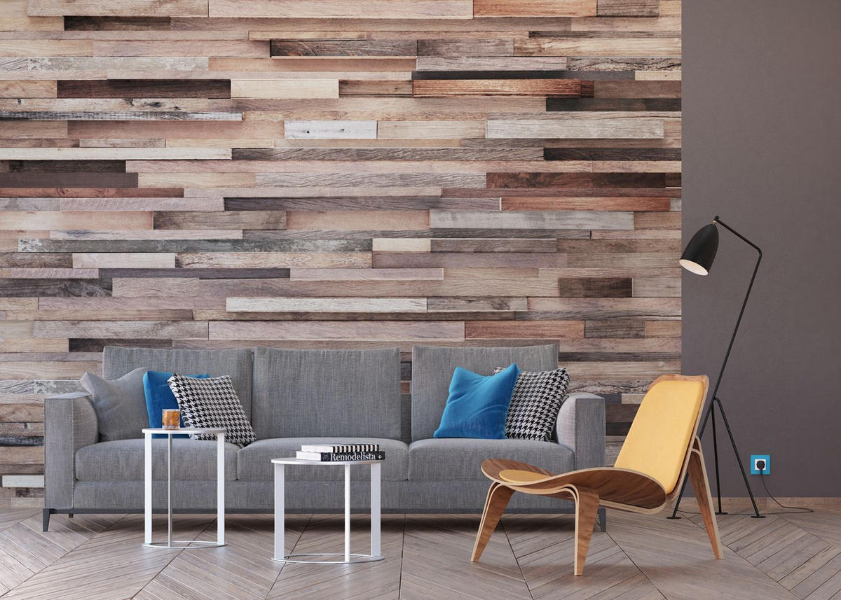 FOTOTAPETE Holzoptik 375 x 270 cm - Beige, Papier (375/270cm) - Sanders & Sanders