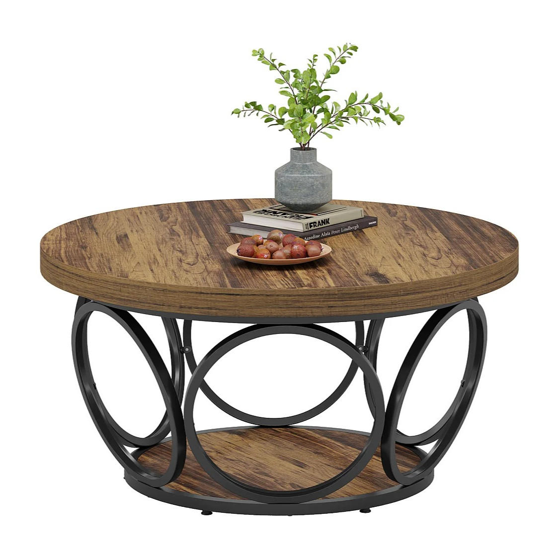 COUCHTISCH, rund, Holz, Braun, mit Stauraum - Braun, Holzwerkstoff (80/80/42.5cm) - Kaket