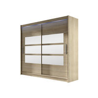 KLEIDERSCHRANK London III 180, mit RGB LED Beleuchtung - Silberfarben/Sonoma Eiche, Holzwerkstoff/Kunststoff (180/215/58cm) - MIRJAN24