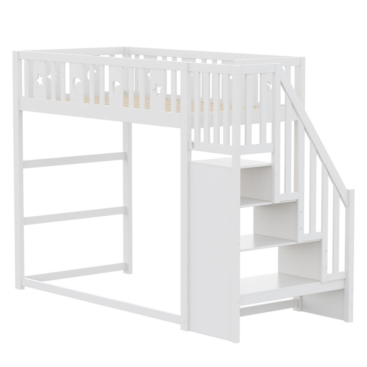 ETAGENBETT Massivholz 90/200 cm Weiß - Weiß, Holz - Raumix