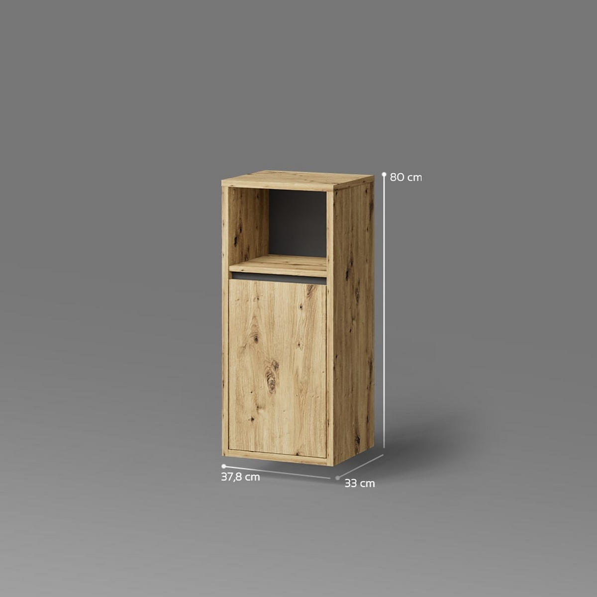 MIDISCHRANK Vomano Artisan-Eiche 38 x 80 cm - Eiche Artisan, Holzwerkstoff (38/80/33cm) - Livinity®