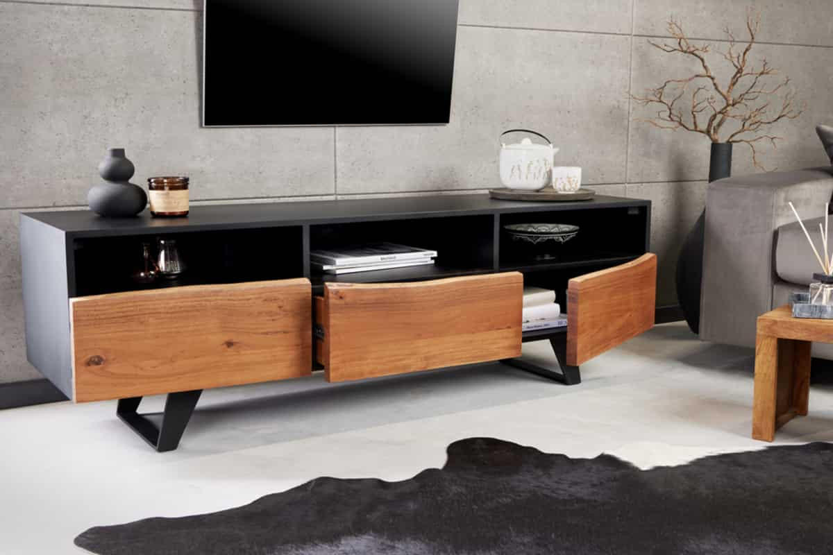 TV-LOWBOARD ORGANIC ARTWORK Akazie 140cm - Schwarz/Braun, Holz/Metall (140/50/40cm) - riess-ambiente