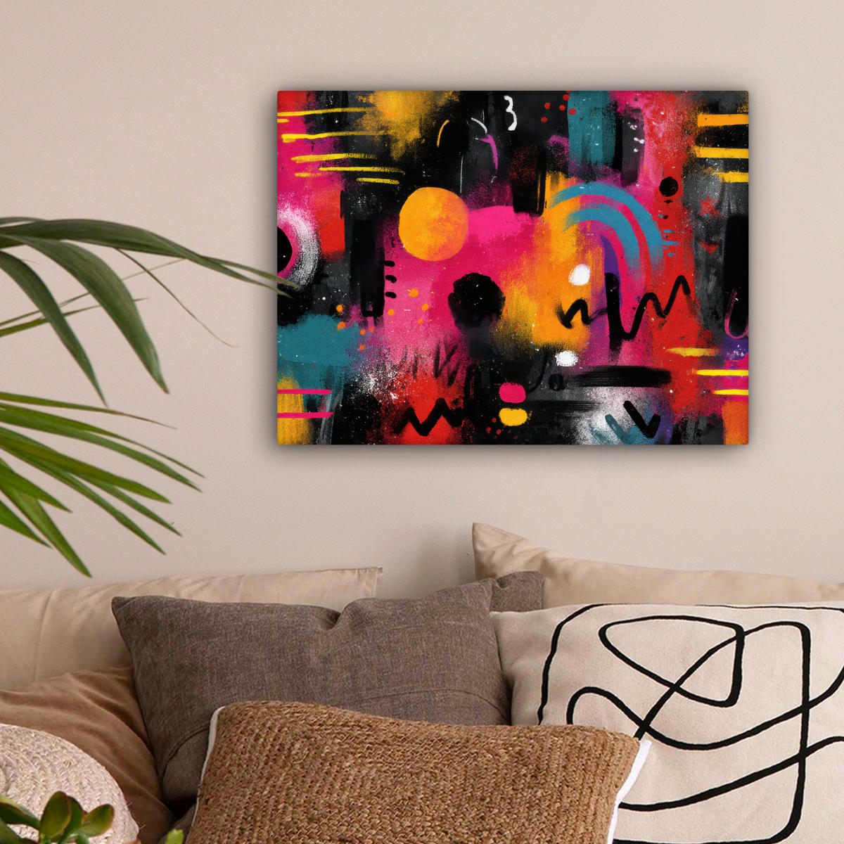 LEINWANDBILD Farbflächen - Formen - Bunt - Abstrakt Wandbild 40x30 cm - Pink, Textil (40/30cm) - MuchoWow