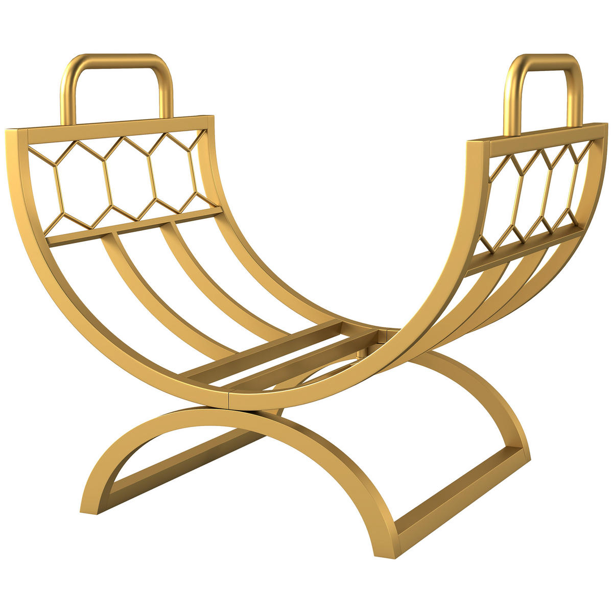 KAMINHOLZREGAL DE-10077 mit Wabenmuster, kompakt Gold - Goldfarben, Metall (36/41/46cm) - ComfortXL