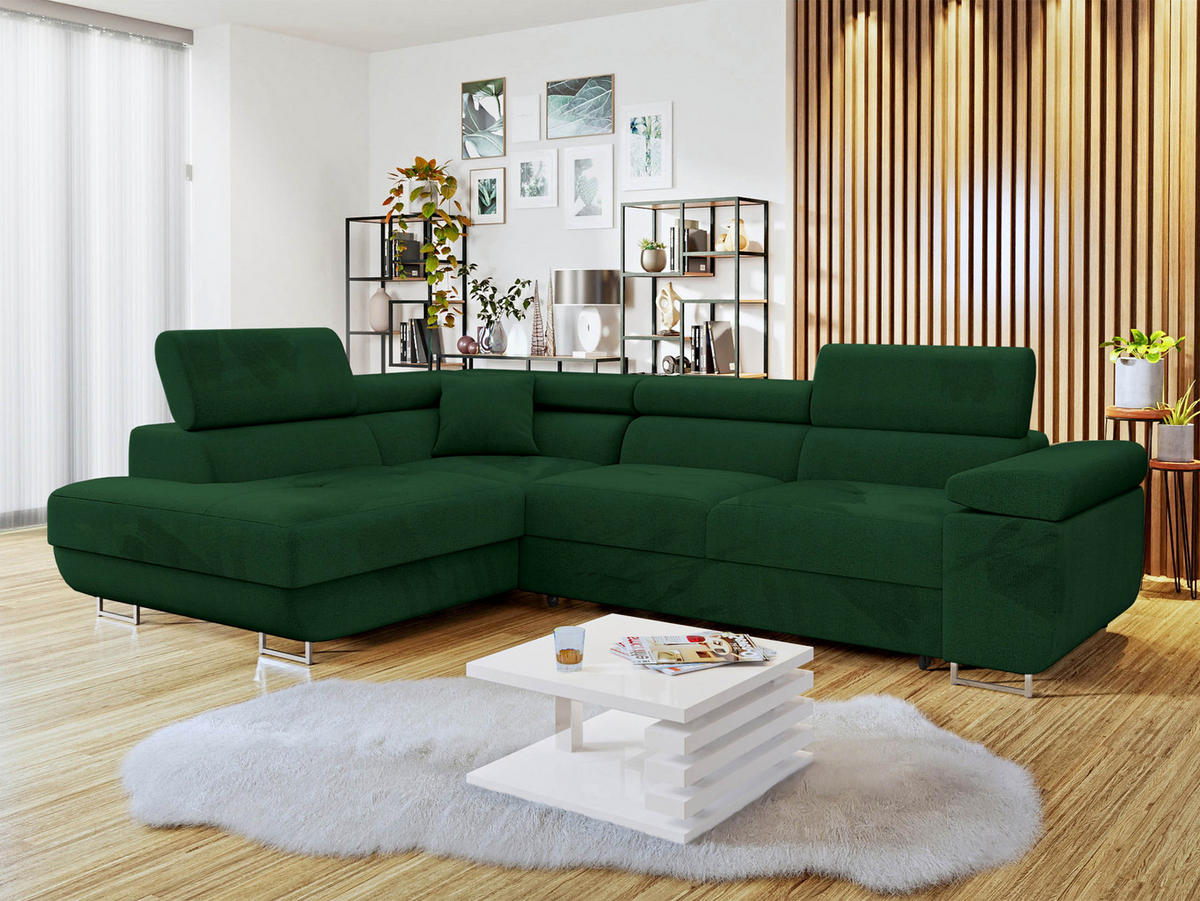 ECKSOFA Torezio, Seite: Links - Grün, Holz/Textil (274/203cm) - MIRJAN24