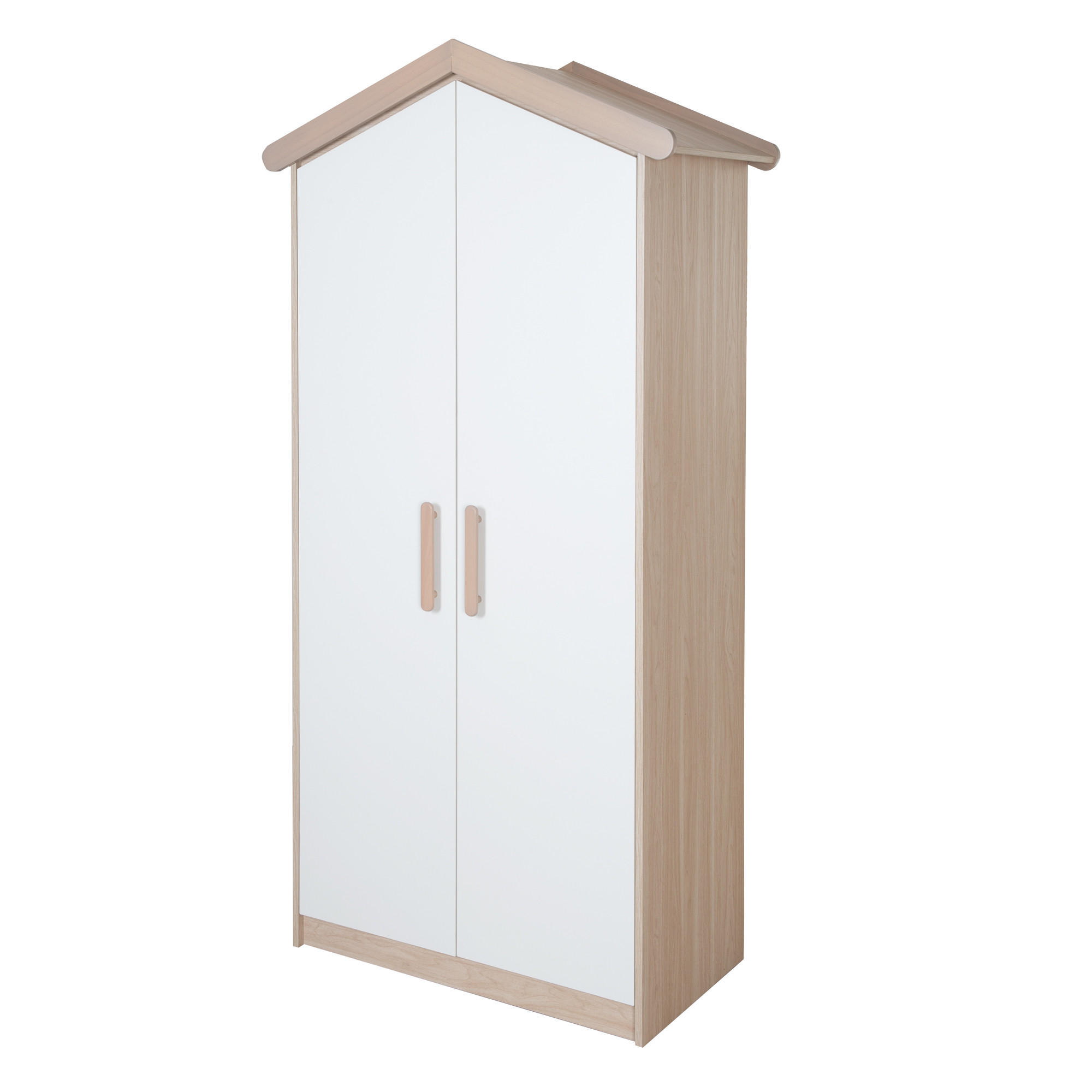 KINDERKLEIDERSCHRANK Cabane 2-türig - Eichefarben/Weiß, Holz/Holzwerkstoff (96/190/50cm) - Roba