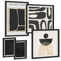 BILDER SET 5er Set - 50x50 cm & 20x30 cm & 40x60 cm Schwarzer Rahmen - Abstrakte Marmorformen - Schwarz, Kunststoff (40/60cm) - TULUP