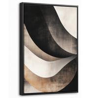 LEINWAND Bilder mit Rahmen - Abstrakt - Wellen - Schwarz - Verwittert - 40x60 - Trüffeleichefarben, Textil (40/60cm) - MuchoWow