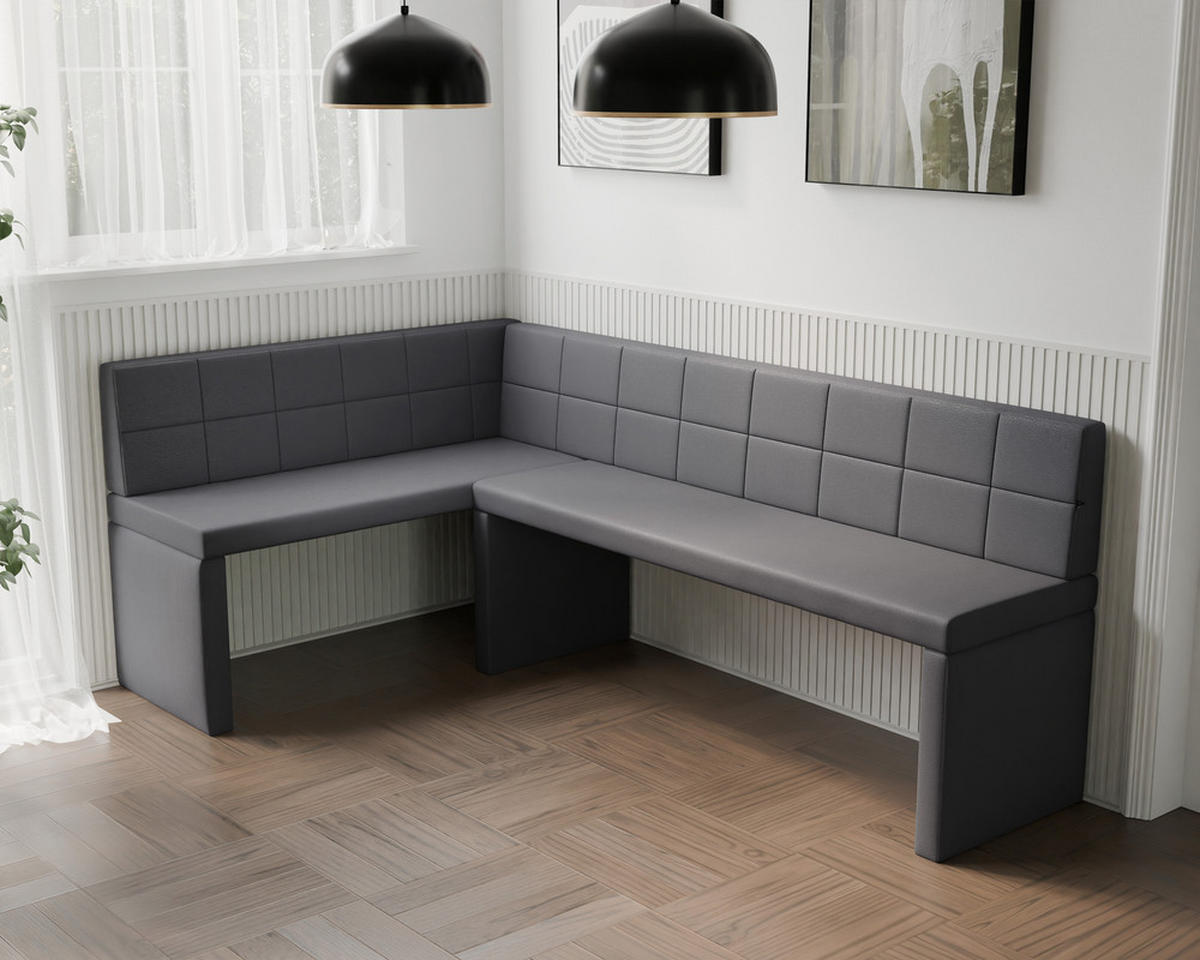 ECKBANK links MELVIN Kunstleder, 142/196 cm Dunkelgrau - Dunkelgrau, Holz/Kunststoff (142/196cm) - Idohome