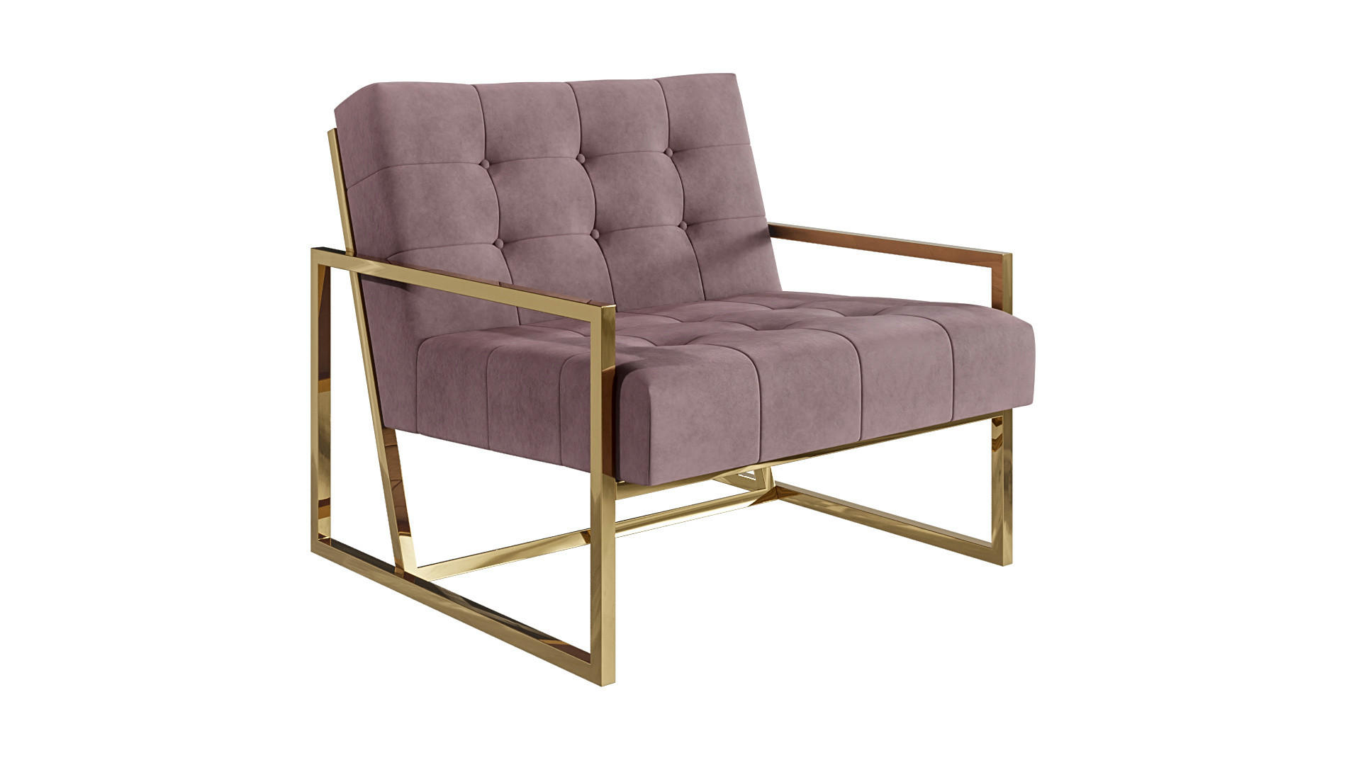 LOUNGESESSEL Duban Rosa Samtstoff - Pink/Goldfarben, Holz/Textil (84/81/89cm) - S-Style Möbel