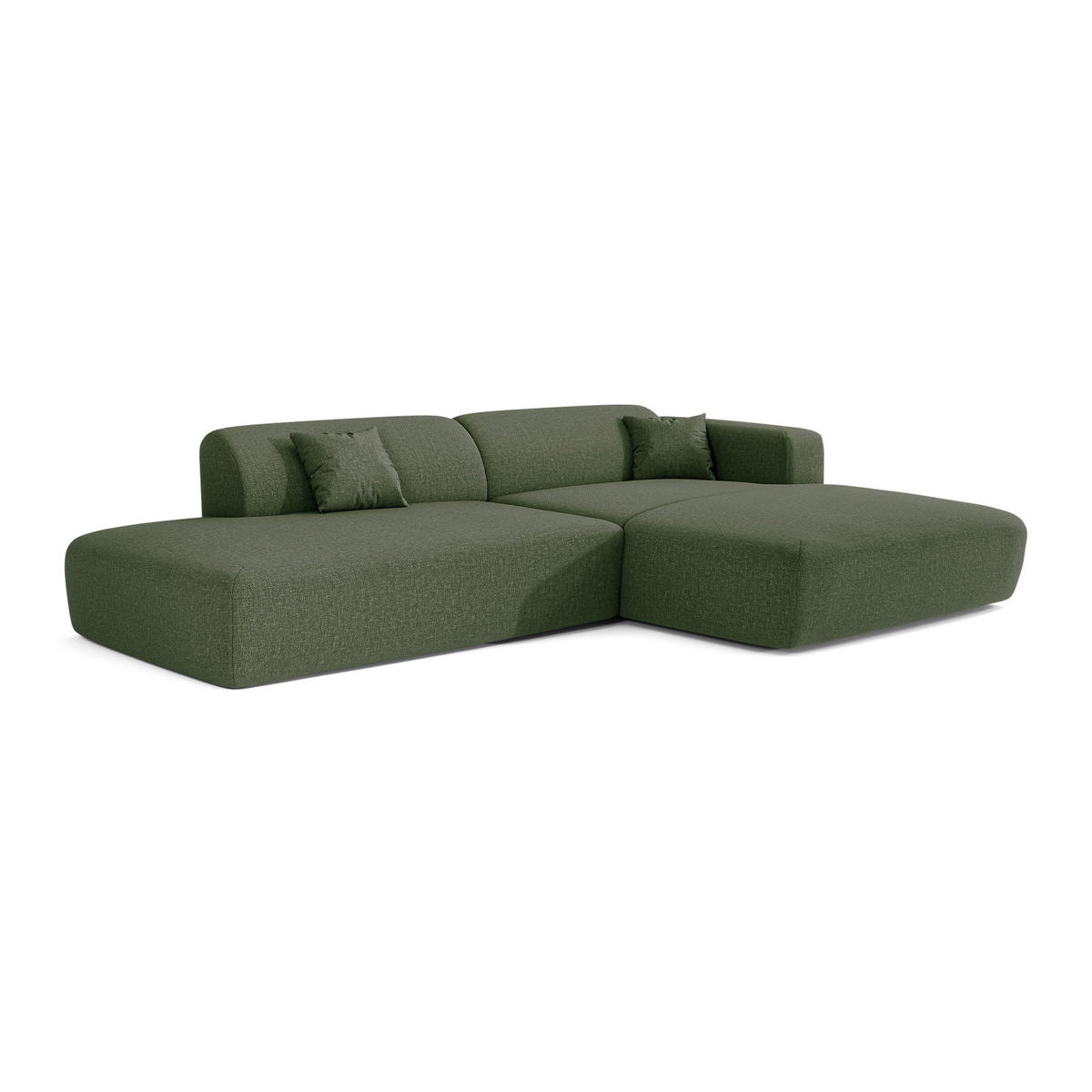 ECKSOFA RECHTS Rastergewebe Olivgrün 310cm - Olivgrün, Textil (300/96cm) - Sia Home