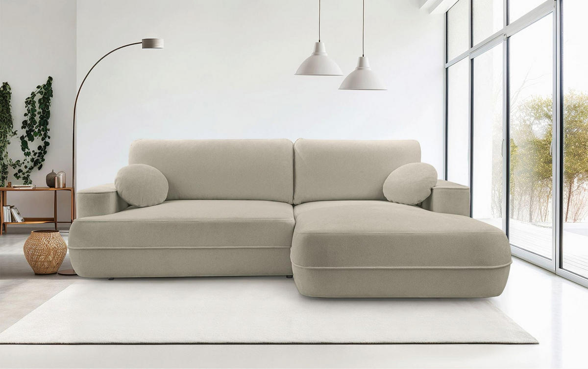 ECKSOFA Fuerro Hellbraun Strukturstoff - Hellbraun/Schwarz, Kunststoff/Textil (168/260cm) - Selsey