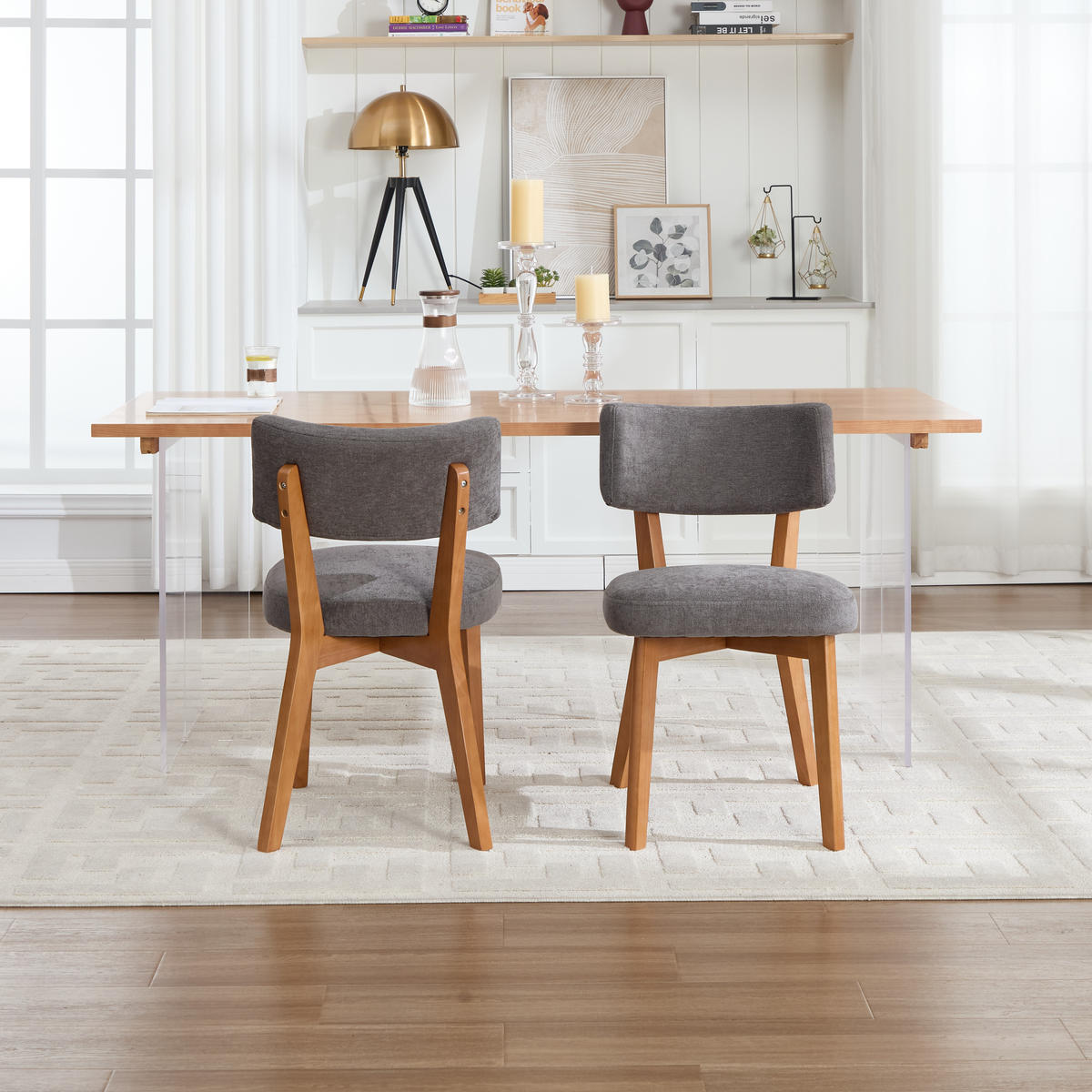 STUHL-SET 2 Stück Mid-Century mit Massivholzbeinen, DE-42268, Grau - Grau, Holz (47/77/54.5cm) - ComfortXL