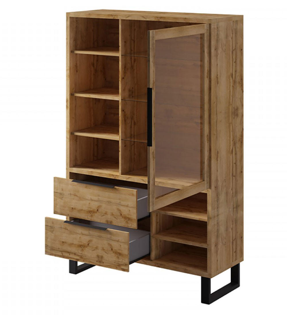 VITRINE Halle Wotan Eiche 120 / 45 / 190 cm - Eiche Wotan/Braun, Holz/Holzwerkstoff (120/190/45cm) - Feldmann-Wohnen