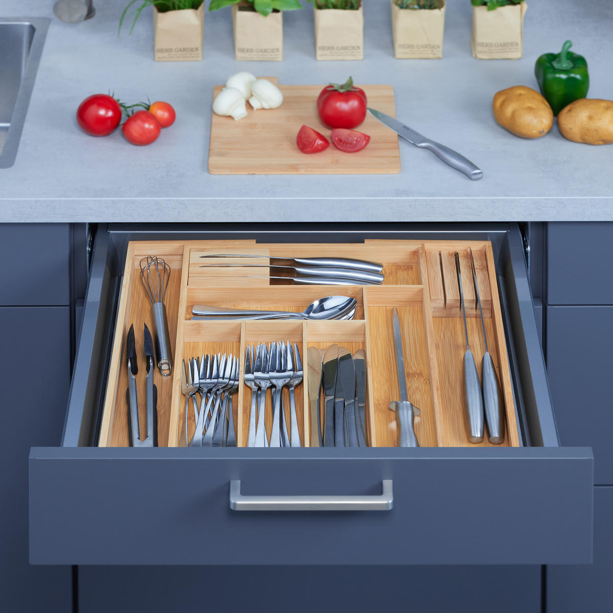 BESTECKKASTEN - Hellbraun, Holz/Holzwerkstoff (52/5/43cm) - Relaxdays