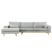 ECKSOFA mit Longchair - Buchefarben/Grau, Buchenholz/Textil (281/153cm) - home24