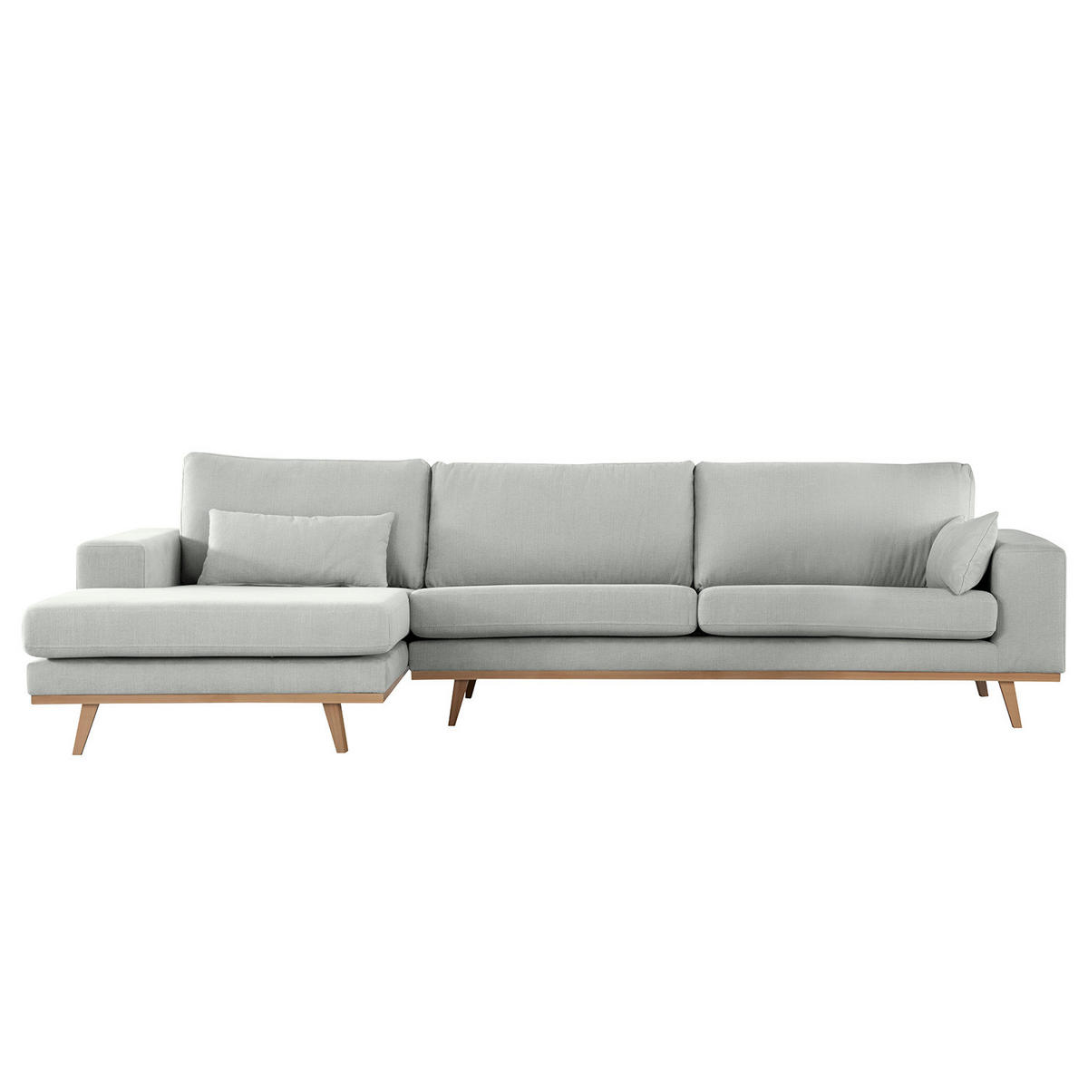 ECKSOFA mit Longchair - Buchefarben/Grau, Buchenholz/Textil (281/153cm) - home24