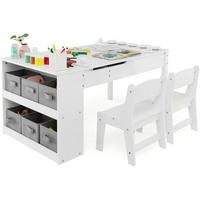 KINDERTISCH mit 2 Stühlen 3-teiliges Set Weiß mit Stauraum - Weiß, Holzwerkstoff (60/55/109cm)