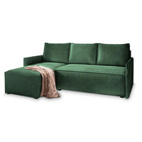 ROHOVÁ SEDAČKA PERUSI tmavě zelená - šedá/tmavě zelená, dřevo/textil (206/143cm) - MASSENO