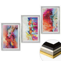 WANDBILDER 3er Set - 40x60 cm Silberner Rahmen - Farbenfrohe Abstraktionen der Form - Silberfarben, Kunststoff (40/60cm) - ArtPrintCave