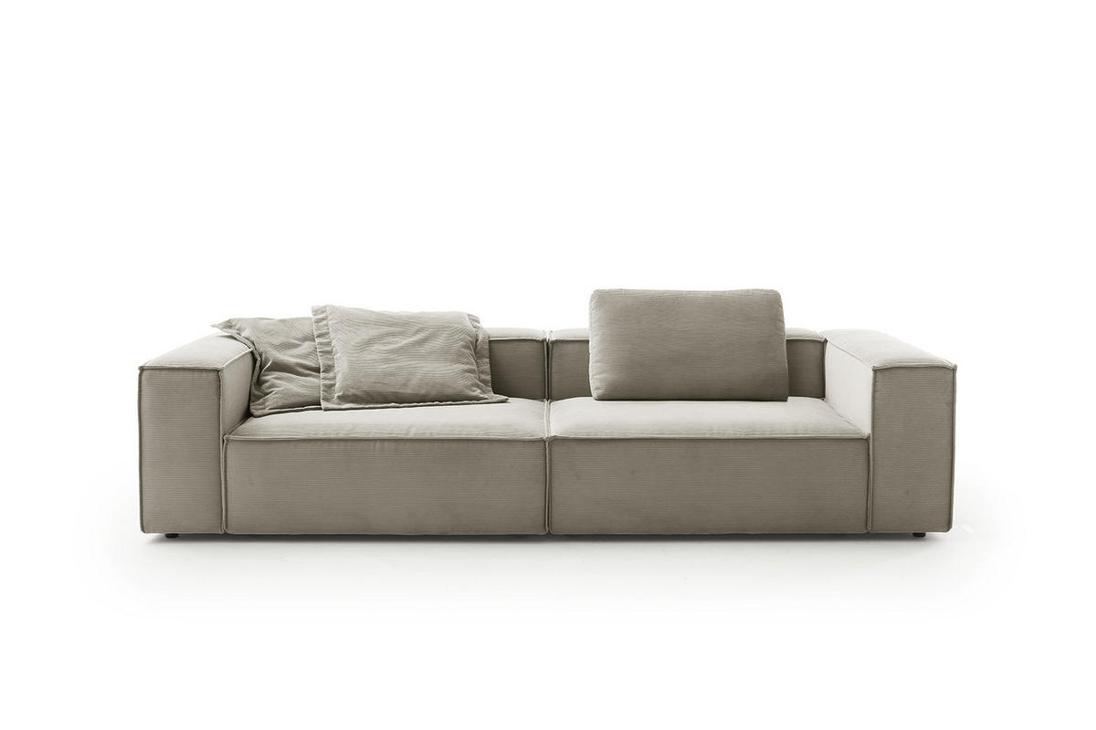 SOFA CARMO Grau Cord - Schwarz/Grau, Kunststoff/Textil (306/68/118cm) - KAWOLA