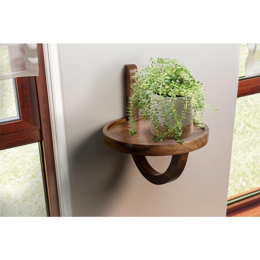 Thumbnail - Kadima Design Wandregal, Braun, Holz, Echtholz,Mangoholz, Rund, 30x33x30 cm, Wohnzimmer, Regale, Wandregale