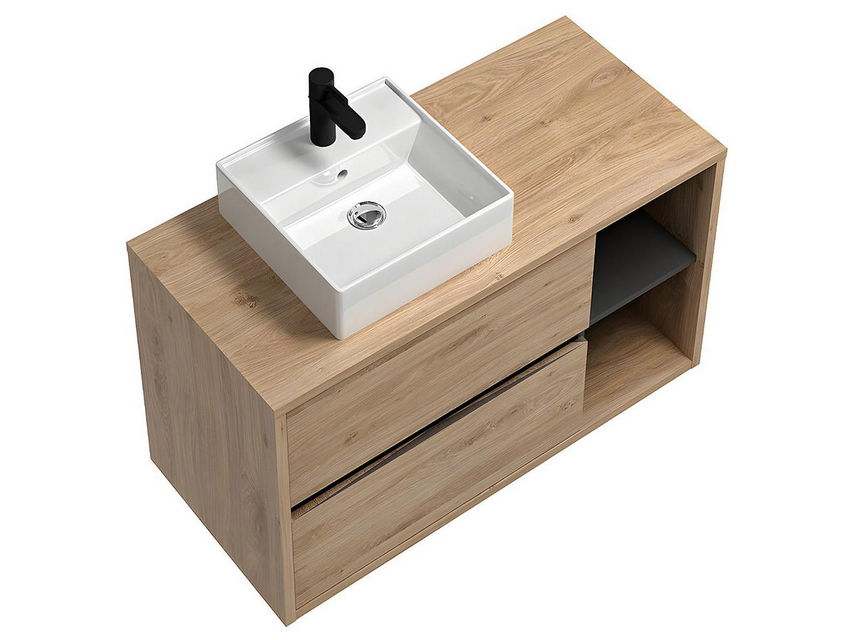 EINZELWASCHTISCH - 100 cm x 45.5 cm - Holz, Platte - Naturfarben Hell - PURNAL - Naturfarben, Holz (100/60/45.5cm) - Vente-Unique
