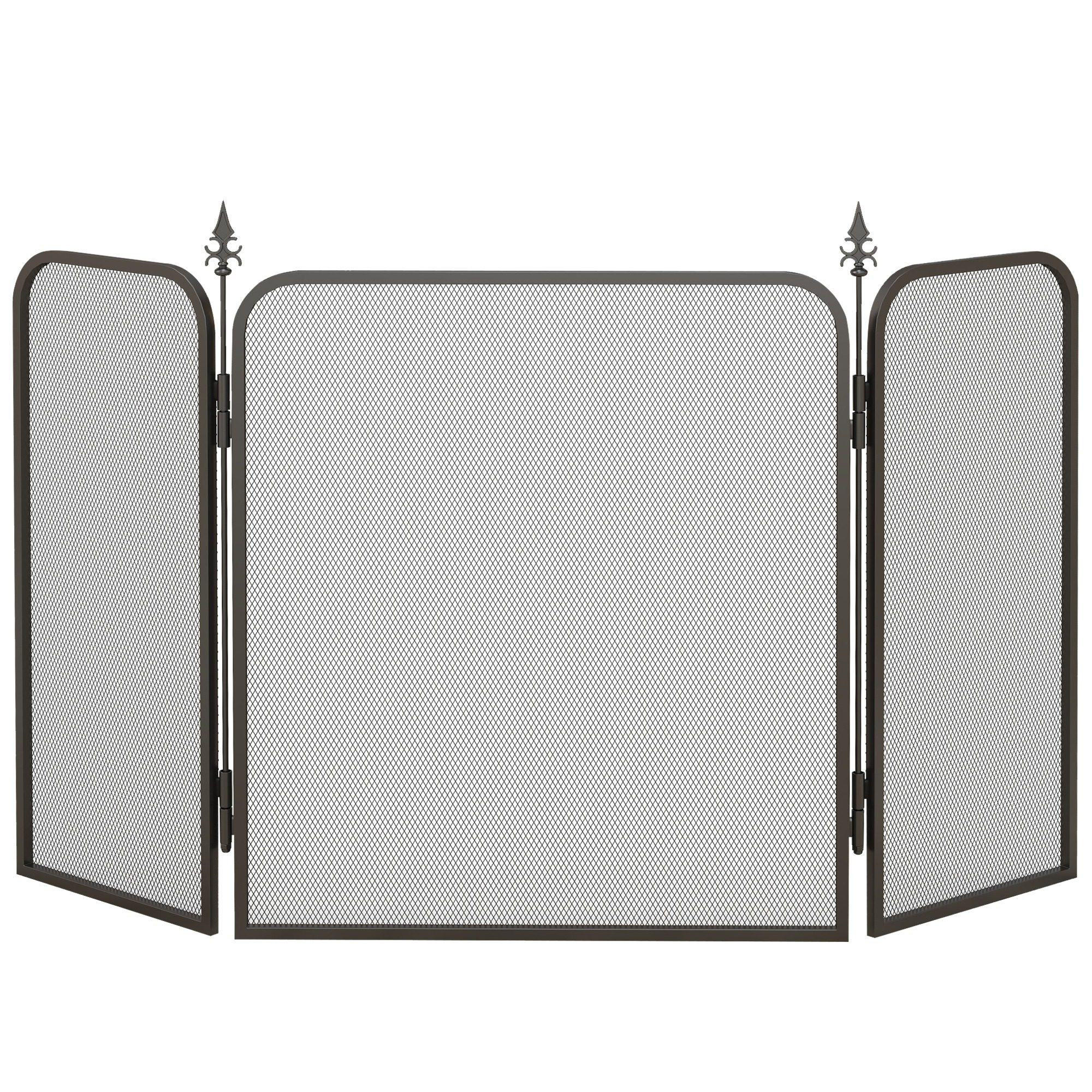 KAMINSCHIRM DE-17043 klappbar 3 Paneele Schwarz - Schwarz, Metall (1.3/56/96cm) - ComfortXL
