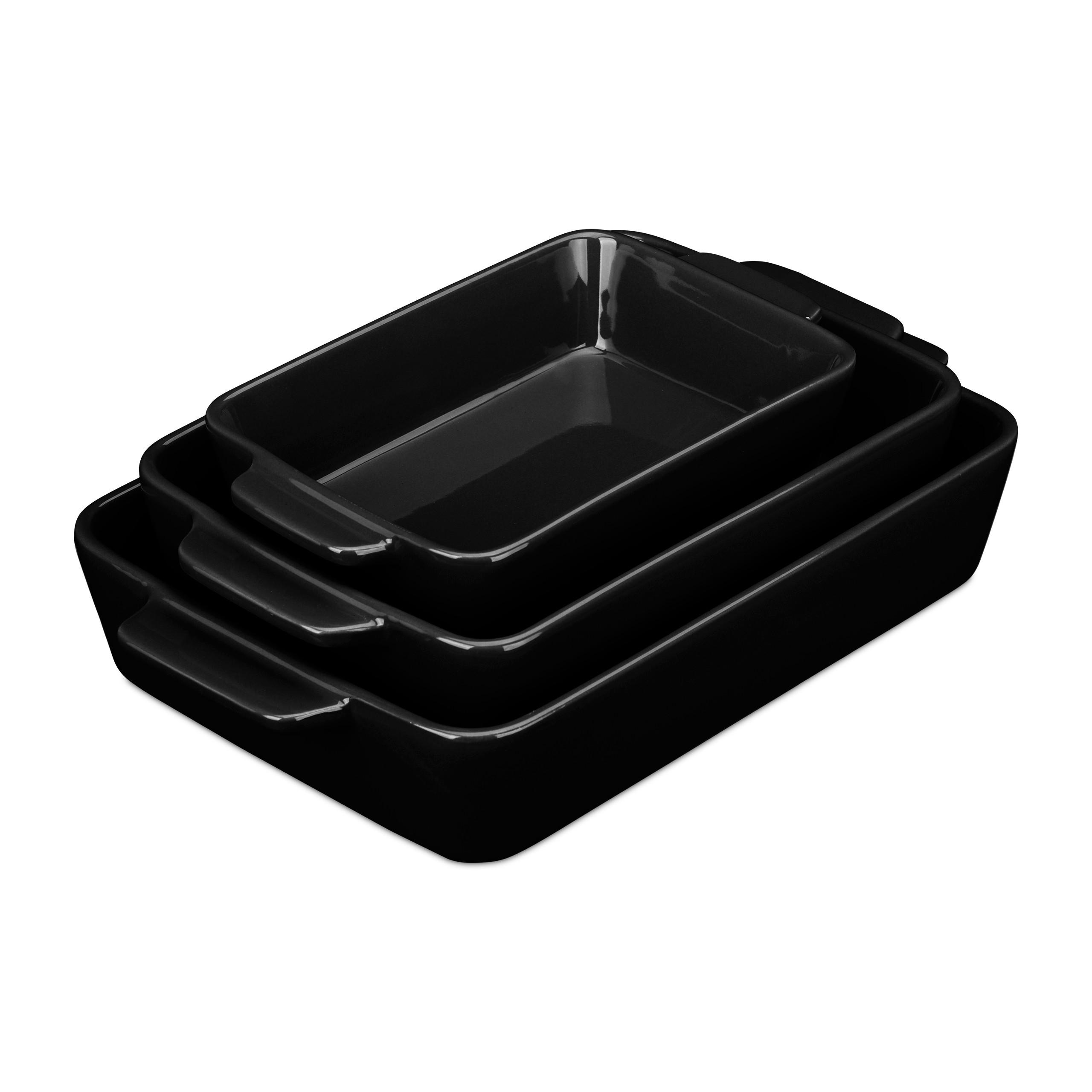 3-DIELNA súprava zapekacích foriem - čierna, keramika (20/33/6cm) - Relaxdays