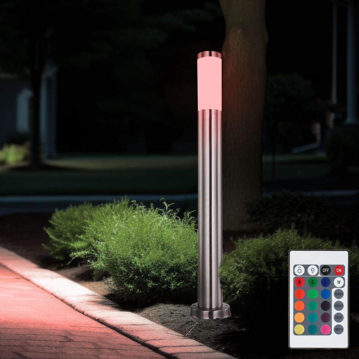LED WEGELEUCHTE Edelstahl Silber 4er Set - Silberfarben, Metall (11/80/80cm) - Globo Lighting