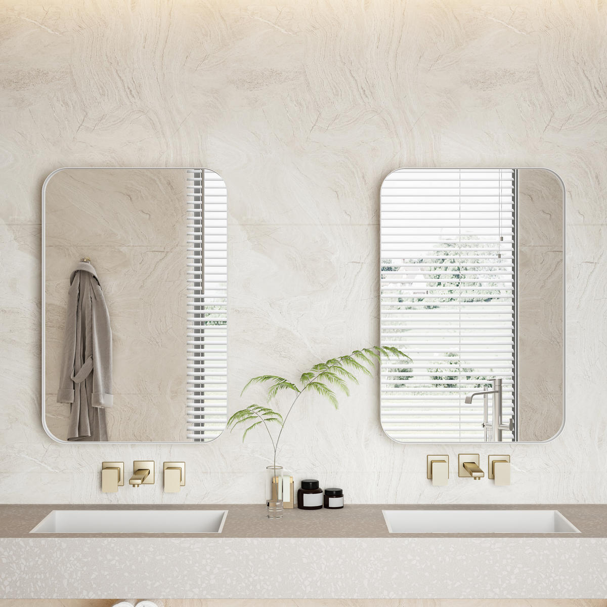 SPIEGELSCHRANK 76x51x12cm Weiß mit Aufbewahrung - Wandspiegel für Badezimmer - Weiß, Glas (76/12/51cm) - Modfu