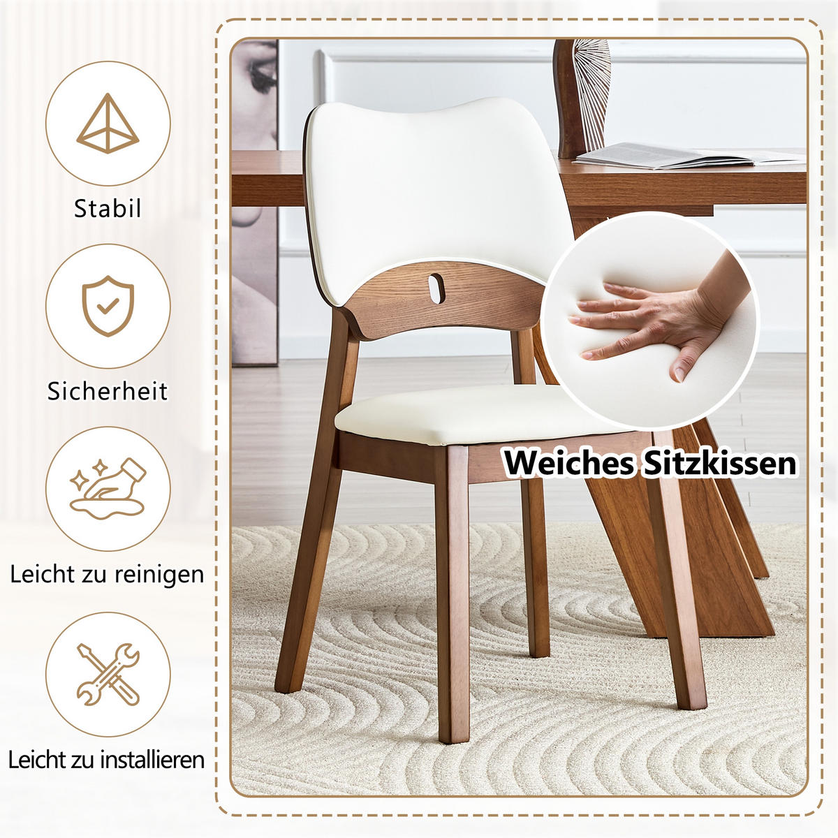 STUHL-SET DE-36734 2 Stück mit Schmetterlingsrückenlehne Weiß - Weiß, Holzwerkstoff (43/87.5/51cm) - ComfortXL