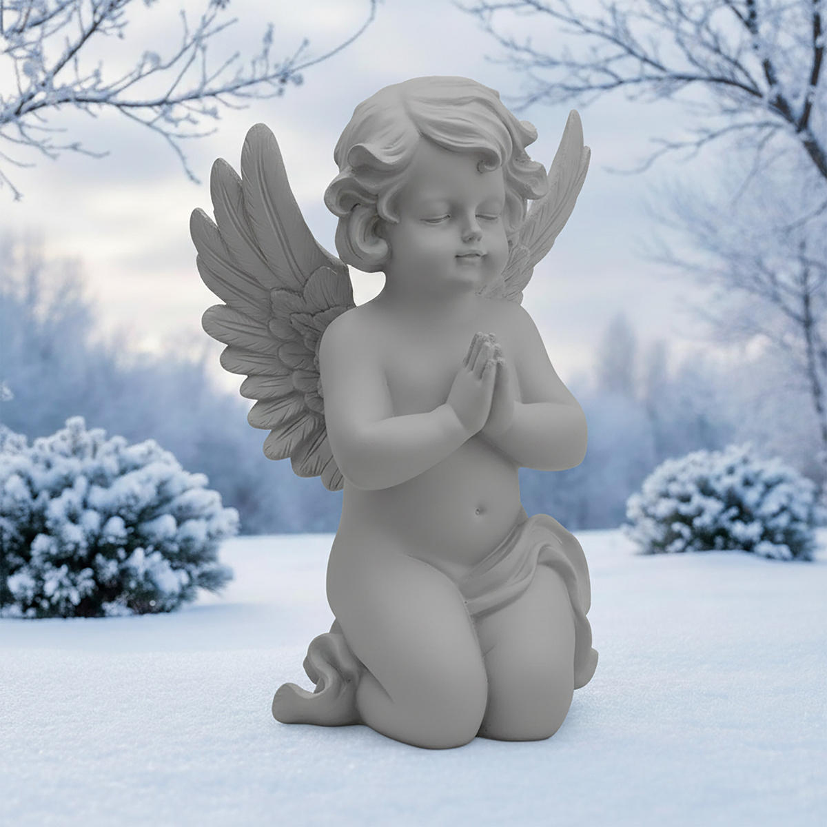 VRTNA figura angel - siva, umetna masa (22.5/36/18cm) - Relaxdays