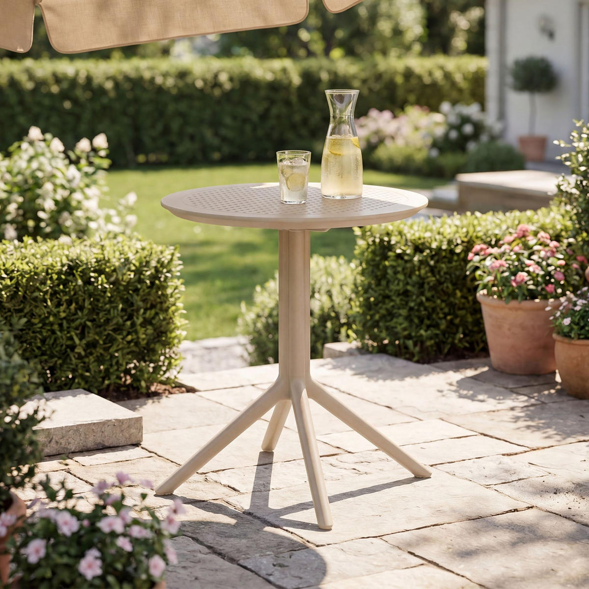 GARTENTISCH rund Kunststoff taupe - Taupe, Kunststoff (60/60/74cm) - CLP