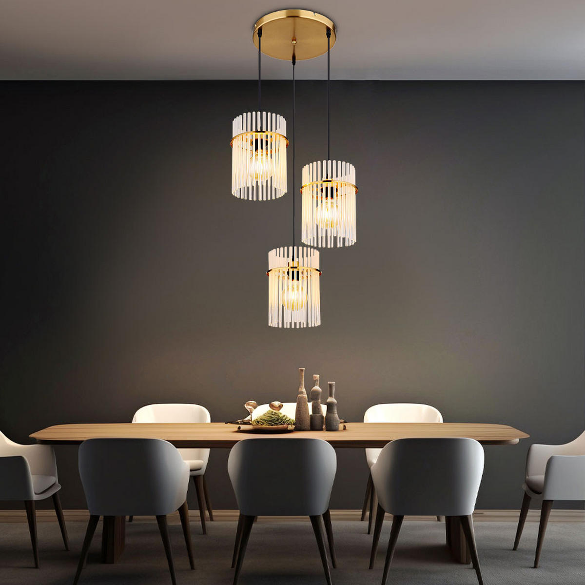 LED HÄNGELEUCHTE Gorley Metall Gold - Goldfarben, Glas (47/47/140cm) - Globo Lighting