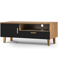LOWBOARD FRISK TV-Schränke mit Schublade und Türe, schwarz - Schwarz, Eichenholz/Holzwerkstoff (126/49/46cm) - KONSIMO®