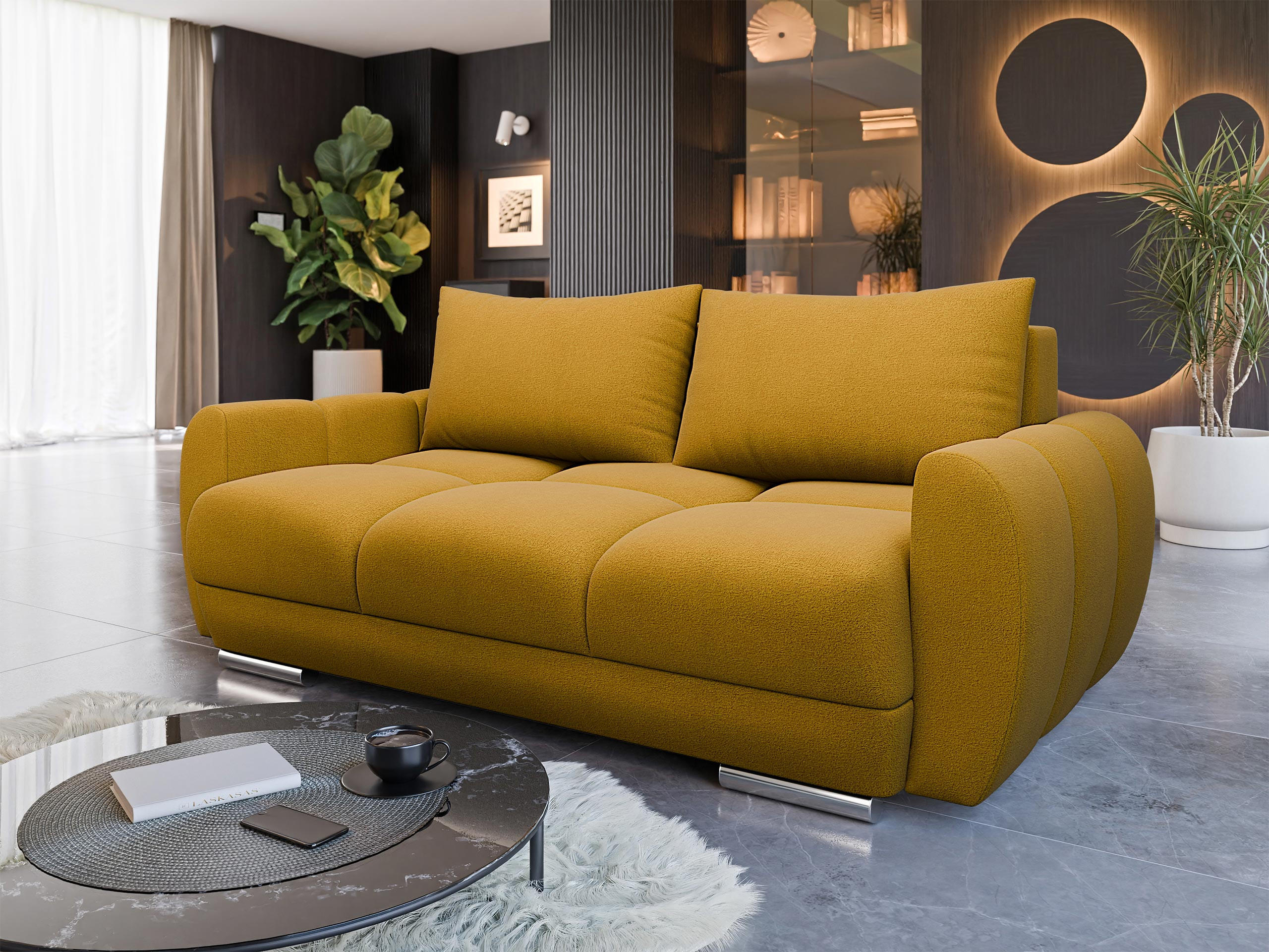 SOFA Logo 2 - Gelb/Silberfarben, Holz/Kunststoff (186/89/97cm) - MIRJAN24