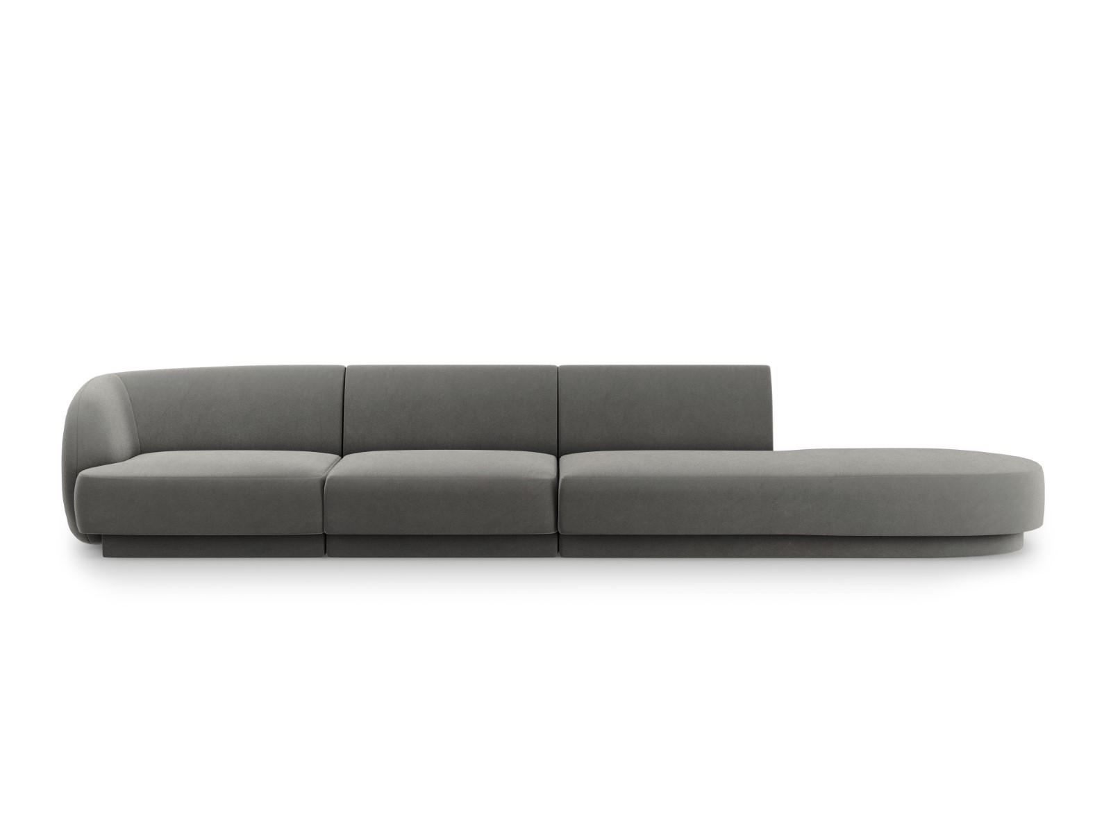 RECHTES-SOFA Miley aus Samt hellgrau 4 Sitzplätze - Hellgrau, Textil (90/70/323cm) - Micadoni